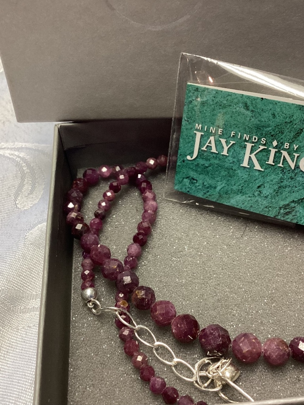 Jay King sterling silver faceted genuine ruby Necklace new boxed dust bag too